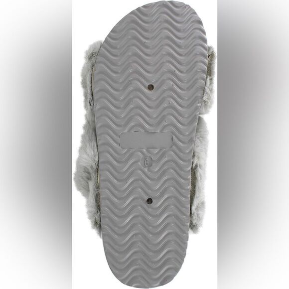 UNIONBAY Women's Luxe Faux Fur Slipper Slides Sandals Grey Size 8 NWT Cozy Soft - Picture 5 of 6